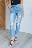 Aiden High Rise Patch Pocket Distressed Boyfriend Jeans (ONLINE EXCLUSIVE)