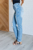 Aiden High Rise Patch Pocket Distressed Boyfriend Jeans (ONLINE EXCLUSIVE)