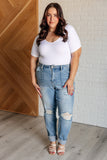 Aiden High Rise Patch Pocket Distressed Boyfriend Jeans (ONLINE EXCLUSIVE)