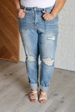 Aiden High Rise Patch Pocket Distressed Boyfriend Jeans (ONLINE EXCLUSIVE)