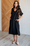 Always Learning Dolman Sleeve Dress in Black (ONLINE EXCLUSIVE)