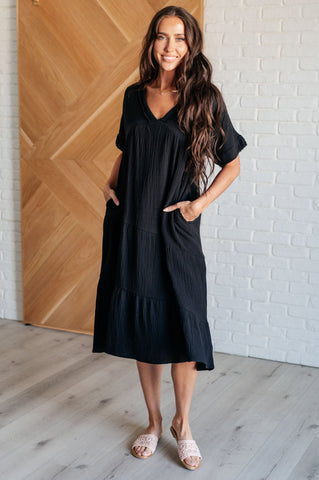 Always Learning Dolman Sleeve Dress in Black (ONLINE EXCLUSIVE)