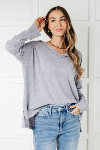 Basically Freezing Brushed Hacci Top in Heather Grey (ONLINE EXCLUSIVE)