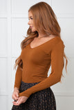 Bring in the Basics Seamless Reversible V-Neck Caramel (ONLINE EXCLUSIVE)