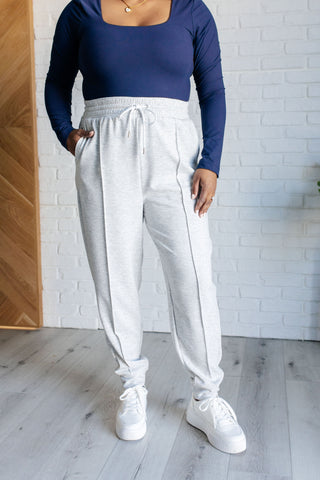 Center Seam Scuba Joggers in Heather Grey (ONLINE EXCLUSIVE)