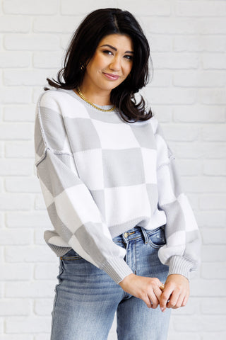 Check Yourself Checkered Sweater in Grey (ONLINE EXCLUSIVE)