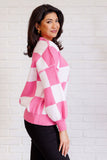 Check Yourself Checkered Sweater in Pink (ONLINE EXCLUSIVE)