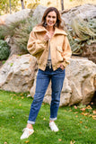 Don't Stress Oversized Collar Sherpa Jacket In Taupe (ONLINE EXCLUSIVE)