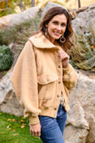 Don't Stress Oversized Collar Sherpa Jacket In Taupe (ONLINE EXCLUSIVE)