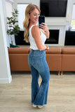 Miley High Waist Control Top Frayed Hem Flare Jeans (ONLINE EXCLUSIVE)