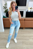 Aiden High Rise Patch Pocket Distressed Boyfriend Jeans (ONLINE EXCLUSIVE)