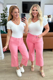 Lisa High Rise Control Top Wide Leg Crop Jeans in Pink (ONLINE EXCLUSIVE)