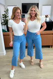 Lisa High Rise Control Top Wide Leg Crop Jeans in Sky Blue (ONLINE EXCLUSIVE)