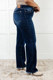 Jacqueline Mid Rise Frayed Hem Straight Leg Jean (ONLINE EXCLUSIVE)