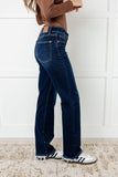 Jacqueline Mid Rise Frayed Hem Straight Leg Jean (ONLINE EXCLUSIVE)