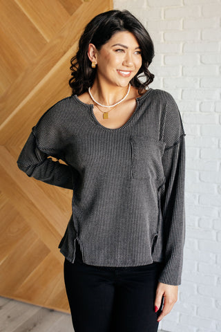 Kinda Sorta Ribbed Top in Charcoal (ONLINE EXCLUSIVE)