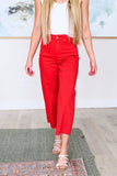 Lisa High Rise Control Top Wide Leg Crop Jeans in Red (ONLINE EXCLUSIVE)