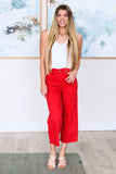 Lisa High Rise Control Top Wide Leg Crop Jeans in Red (ONLINE EXCLUSIVE)