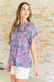 Lizzy Cap Sleeve Top in Charcoal and Pink Paisley (ONLINE EXCLUSIVE)