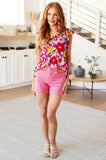 Lizzy Flutter Sleeve Top in Magenta and Yellow Floral  (ONLINE EXCLUSIVE)