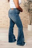 Miley High Waist Control Top Frayed Hem Flare Jeans (ONLINE EXCLUSIVE)