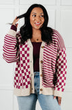 No Brainer Button Down Sweater Knit Cardigan in Magenta/Oatmeal (ONLINE EXCLUSIVE)