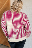 No Brainer Button Down Sweater Knit Cardigan in Magenta/Oatmeal (ONLINE EXCLUSIVE)