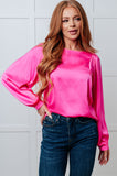 Not Exaggerating Satin Puff Sleeve Blouse (ONLINE EXCLUSIVE)