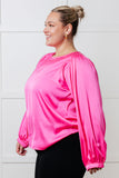 Not Exaggerating Satin Puff Sleeve Blouse (ONLINE EXCLUSIVE)