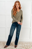 On a Roll Ribbed Knit V Neck Long Sleeve Top (ONLINE EXCLUSIVE)