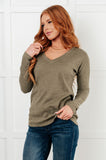 On a Roll Ribbed Knit V Neck Long Sleeve Top (ONLINE EXCLUSIVE)