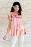 Orange Blossoms Flutter Sleeve Blouse (ONLINE EXCLUSIVE)