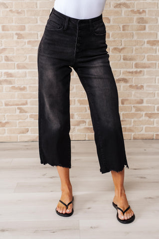 Ryan High Rise Button Fly Wide Leg Crop Jeans (ONLINE EXCLUSIVE)