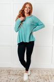 Simple Silhouette Brushed Hacci Sweater in Dusty Teal (ONLINE EXCLUSIVE)