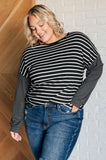 Super Clever Patchwork Striped Top in Black (ONLINE EXCLUSIVE)