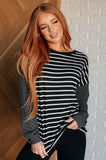 Super Clever Patchwork Striped Top in Black (ONLINE EXCLUSIVE)