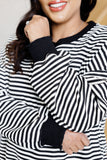 Too Good to Be True Striped Drop Shoulder Top in Black (ONLINE EXCLUSIVE)