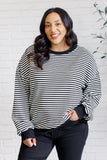 Too Good to Be True Striped Drop Shoulder Top in Black (ONLINE EXCLUSIVE)