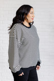 Too Good to Be True Striped Drop Shoulder Top in Black (ONLINE EXCLUSIVE)