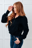 Under Her Spell Half Zip Pullover in Black (ONLINE EXCLUSIVE)