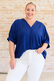 Up For Anything V-Neck Blouse in Navy (ONLINE EXCLUSIVE)