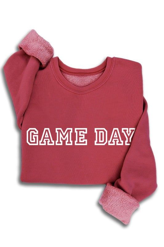 Game Day Puff Print Vintage Sweatshirt in Scarlet Red (FINALSALE ITEM)