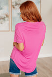 On A Whim Pink Raw Hem Henley Tee (ONLINE EXCLUSIVE)